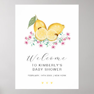 Affiche Accueil Baby shower Citrus Citron Little Cutie