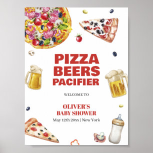 Affiche Accueil Baby shower de la bière Mama Mia Pizza