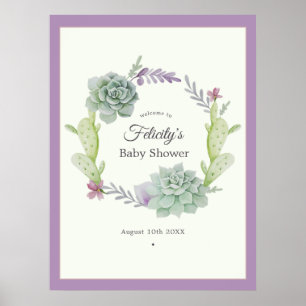 Affiche Accueil Baby shower de l'aquarelle Succulents