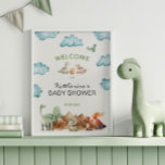 Affiche Accueil Baby shower Dinosaur Hatching Bientôt<br><div class="desc">Baby shower thématique Dinosaur signe de bienvenue.</div>