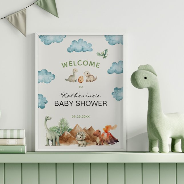 Affiche Accueil Baby shower Dinosaur Hatching Bientôt (Créateur téléchargé)