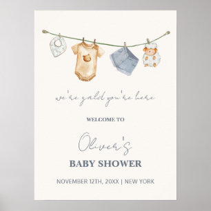 Affiche Accueil Baby shower en ligne Boho simple