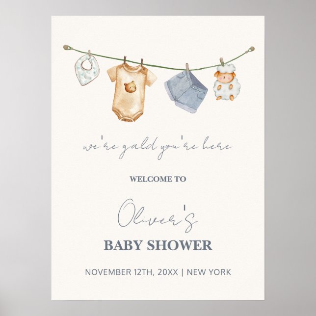Affiche Accueil Baby shower en ligne Boho simple (Devant)