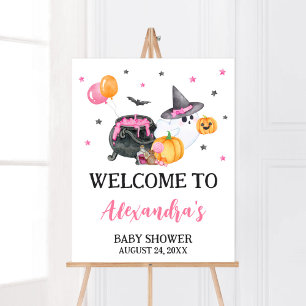 Affiche Accueil Baby shower Fille Petit Boo Ghost