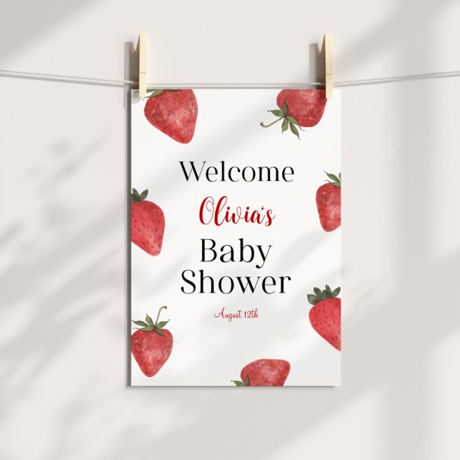 Affiche Accueil Baby shower fraise (Créateur téléchargé)