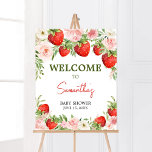 Affiche Accueil Baby shower fraise<br><div class="desc">Faites de votre événement spécial avec ce Baby shower Berry Sweet avec notre jolie Affiche de bienvenue imprimable mignonne avec le thème adorable du Baby shower de fille. Téléchargez,  personnalisez et créez des souvenirs durables avec cette touche parfaite pour votre fête joyeuse ! BS729</div>