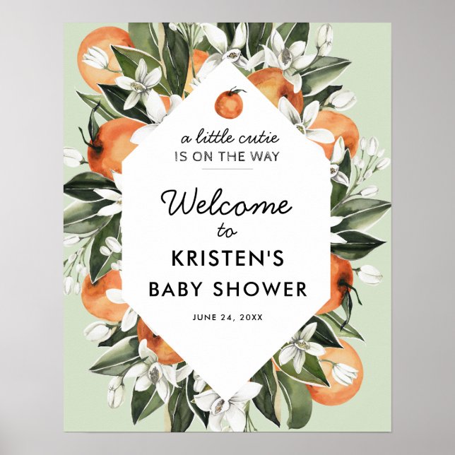 Affiche Accueil Baby shower Little Cutie (Devant)