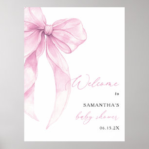 Affiche Accueil Baby shower rose moderne