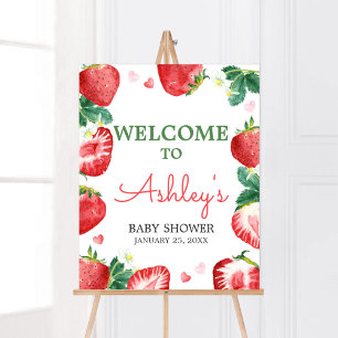 Affiche Accueil Baby Shower Sucré aux Fraises