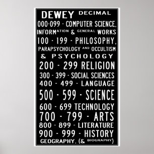 Affiche Accueil Bibliothèque Dewey Nombre décimal Busroll