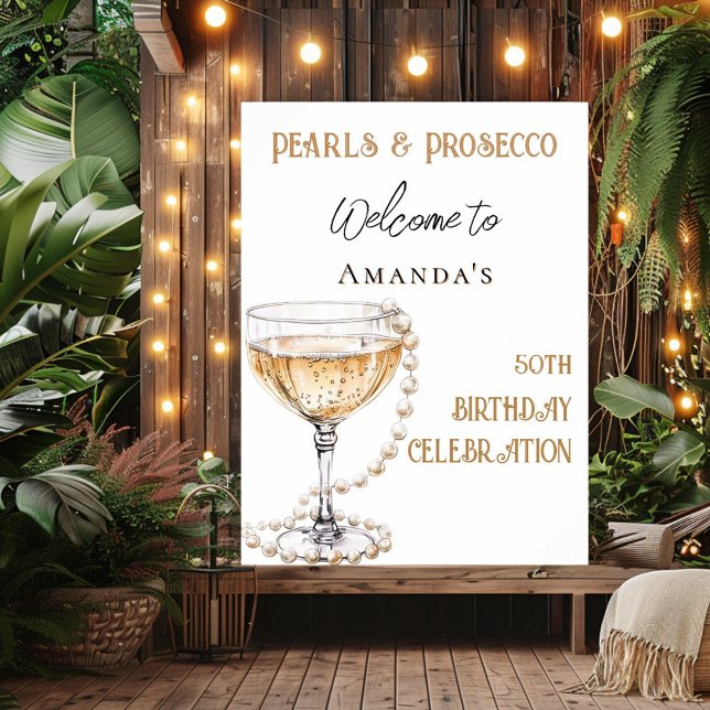 Affiche Accueil d'anniversaire Pearles et Prosecco (Créateur téléchargé)