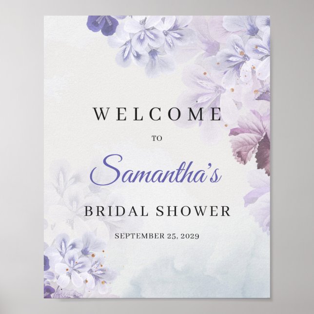 Affiche Accueil de baby shower de mariage floral printanie (Devant)