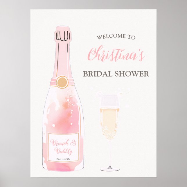 Affiche Accueil de Baby Shower Mariage Brunch et Champagne (Devant)