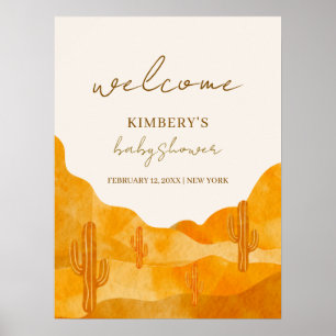 Affiche Accueil de Baby Shower Minimaliste Boho Désert Cac