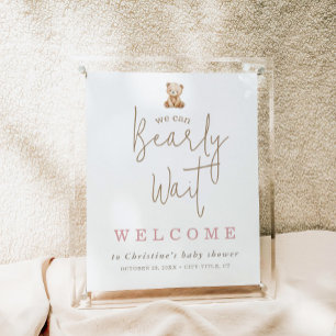 Affiche Accueil de Baby Shower Ours en Peluche Minimaliste