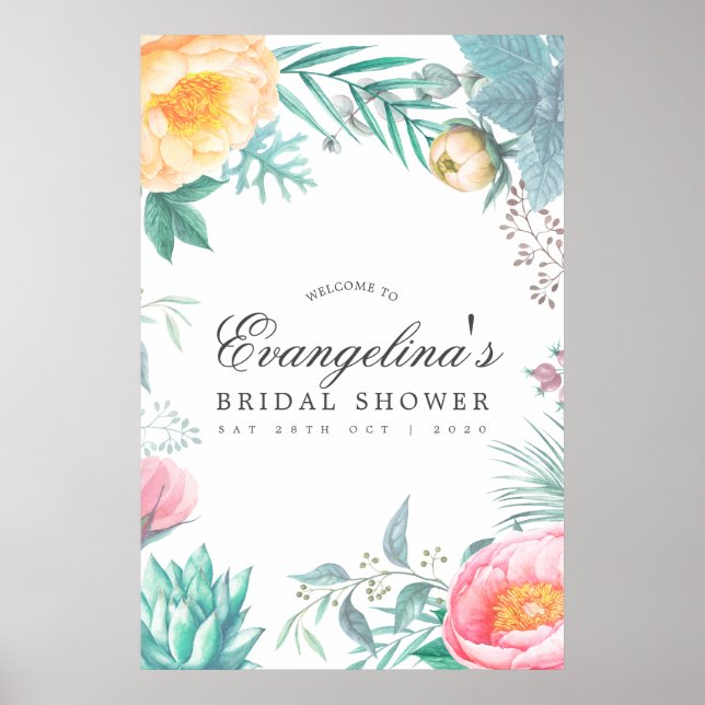 Affiche Accueil de Fête de Fiançailles Florale de Menthe T (Devant)