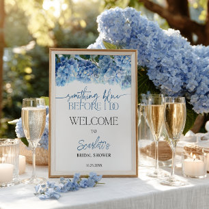 Affiche Accueil de Fête de Fiançailles Hydrangea Bleu