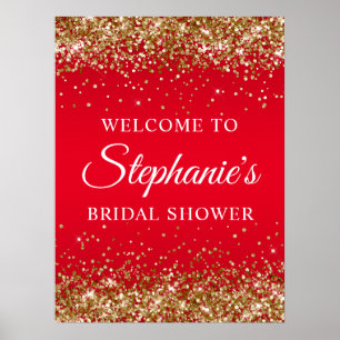 Affiche Accueil de Fête de Mariage avec Paillettes Dorées 