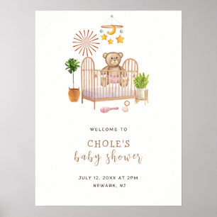 Affiche Accueil de la Baby Shower de la Nurserie Ours en P