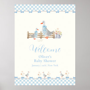Affiche Accueil de la Baby Shower de l'idiot au ruban bleu