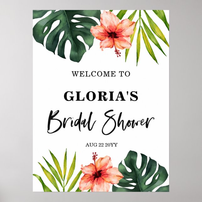 Affiche Accueil de la Baby Shower sur le thème des Feuille (Devant)