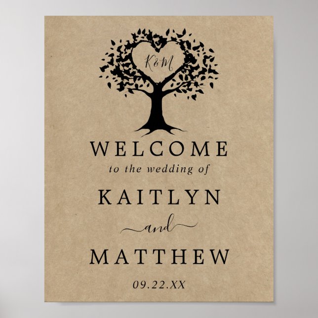 Affiche Accueil de la collection Rustic Heart Tree Mariage (Devant)