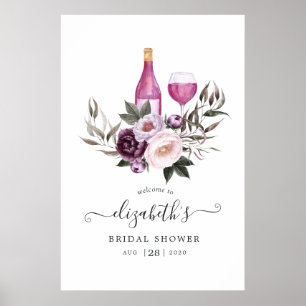 Affiche Accueil de la douche de mariage en velours floral 
