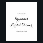 Affiche Accueil de la Fête des mariées de calligraphie mod<br><div class="desc">Cette affiche de bienvenue calligraphie moderne de la douche nuptiale est parfaite pour un wedding shower rustique. Le design sobre et élégant présente une typographie de script classique et sophistiquée en noir et blanc.</div>