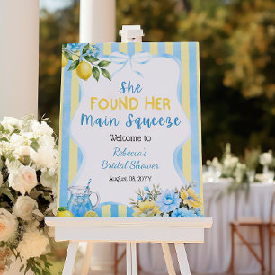 Affiche Accueil de la fête prénuptiale Floral Blue Main Sq