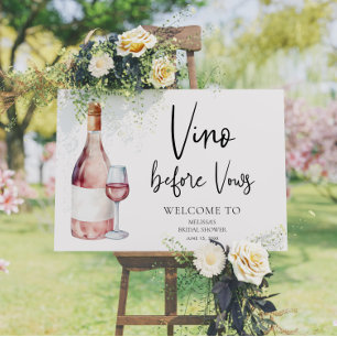 Affiche Accueil de la fête prénuptiale Watercolor Vino Bef