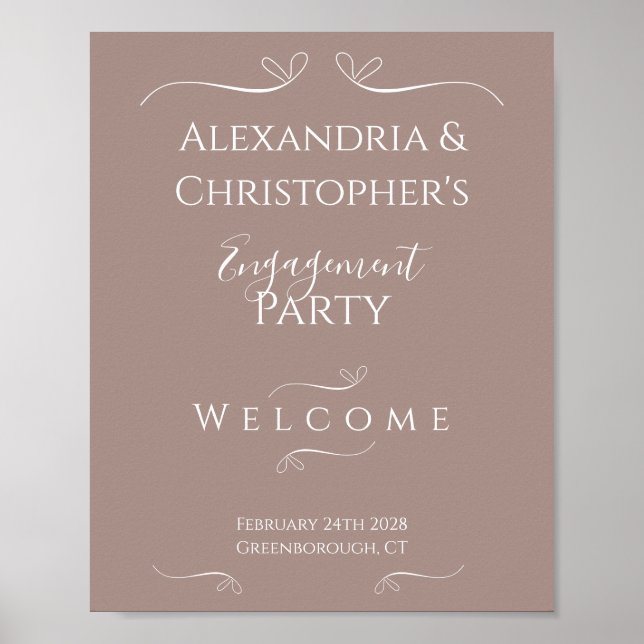 Affiche Accueil de la partie d'engagement Mariage moderne  (Devant)