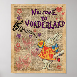 Affiche Accueil de lapin à. Alice au pays des merveilles