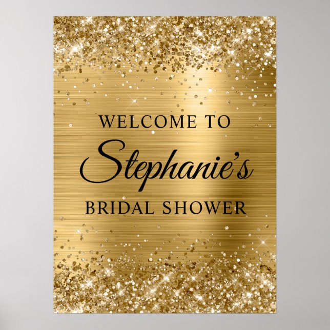 Affiche Accueil de Mariage Brillant en Or Faux (Devant)