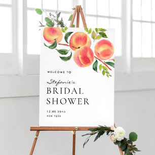 Affiche Accueil de mariage estival à l'aquarelle pêche Fêt