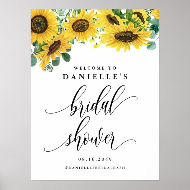 Affiche Accueil de mariage estival tournesol aquarelle (Devant)