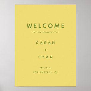 Affiche Accueil de mariage jaune citron simple moderne