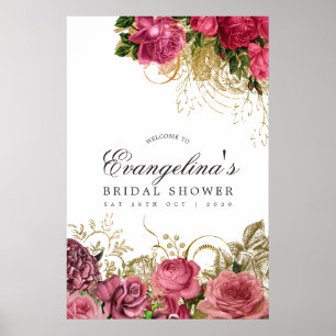 Affiche Accueil de Mariage Rose Doré et Rose Pâle Vintage