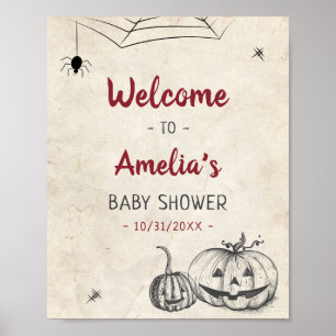 Affiche Accueil de porte de douche de bébé Halloween perso
