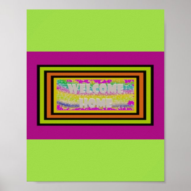 Affiche accueil design pourpre vert rouge bordé (Devant)