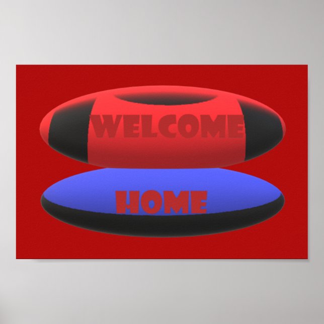 Affiche accueil design rouge marine bleu avec mots (Devant)