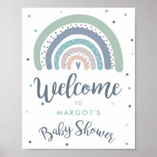 Affiche Accueil du Baby shower Arc-en-ciel Pastel Muet