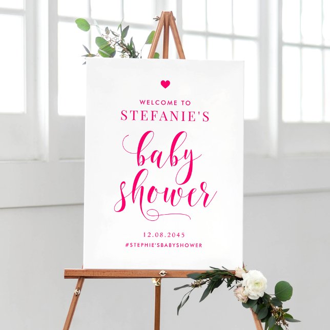Affiche Accueil du Baby shower de calligraphie en gras ros (Créateur téléchargé)
