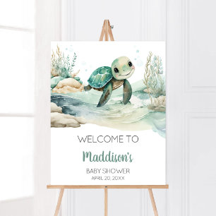 Affiche Accueil du Baby shower de la tortue de mer