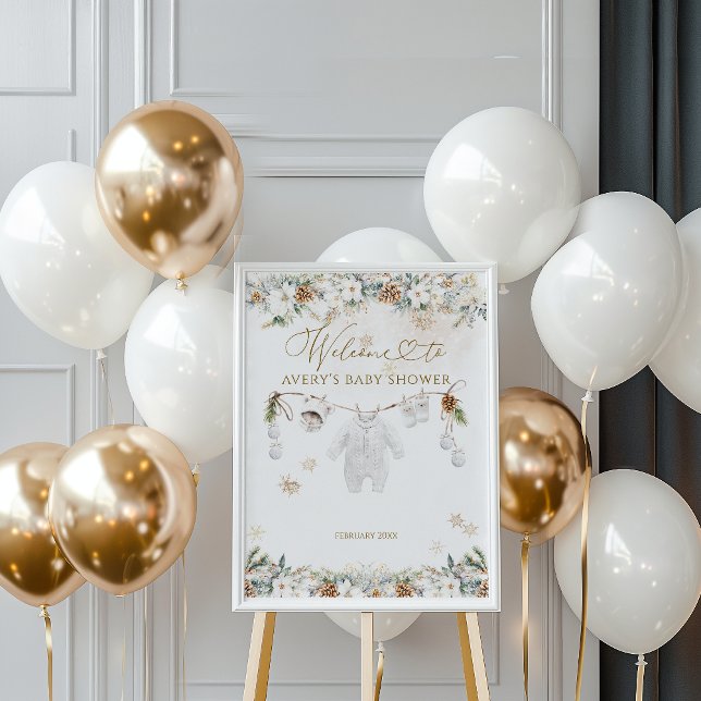 Affiche Accueil du Baby shower de ligne de  froid (Créateur téléchargé)