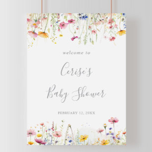 Affiche Accueil du Baby shower Fleur sauvage coloré Meadow
