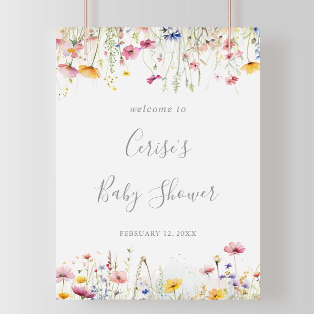 Affiche Accueil du Baby shower Fleur sauvage coloré Meadow (Créateur téléchargé)