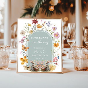 Affiche Accueil du Baby shower Fleur sauvage de Pâques de 