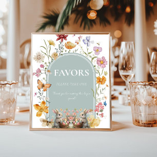 Affiche Accueil du Baby shower Fleur sauvage de Pâques de 