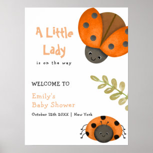 Affiche Accueil du Baby shower Little Ladybug Watercolor