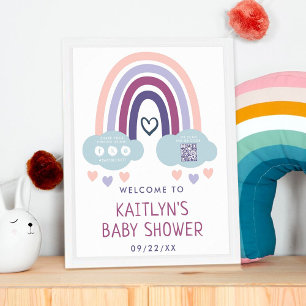 Affiche Accueil du Baby shower Little Rainbow